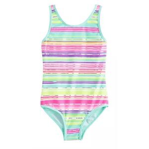 ‎Girls One Piece Swimsuit Shiny Stripes Back Cross-Straps